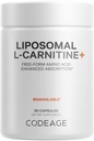 Kodee Liposomaalne L-karnitiin + täiendus - 500 mg L-karnitiin L-tartraat ühe serveerimise kohta - vaba vorm Aminohape - karnitiin - liposomaalne kohaletoimetamine - Vegan, mitte-GMO, gluteenivaba - 90 kapslit