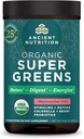 Ancient Nutrition SuperGreens pulber probiootikumidega, orgaaniline arbuusi maitse rohelised, valmistatud tõelistest puuviljadest, köögiviljadest ja maitsetaimedest, seedetrakti ja energia toetamiseks, 25 serveerimist, 8,82oz