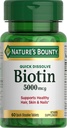 Looduse pearaha biotiin, toetab ainevahetust rakkude energia ja tervete juuste, naha ja küünte jaoks, 5000 mcg, 60 kiiret lahustuvat tabletti