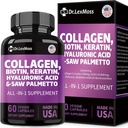 Kollageeni pillid Biotiin Keratin Saw Palmetto Hüaluroonhape, vitamiinid ja DHT, E-vitamiini Foolhappe Kõrvitsaseemne MSM meestele ja naistele Juuksenahk ja küüned, 60 kapslit
