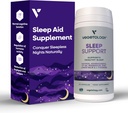 Sleep Support Vegan Supplements (60 kapslit) – Deep Sleep Supplements täiskasvanutele ja lastele – Sleep Calm Food Supplement – Tervislik uneabi – Supplements to help Sleep