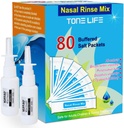 TONELIFE 80 Count Soolalahus Nasal Care Täidab +2 Nasaalset Sprayer - Nasaalne Sool 2,7 g Iga kott | Täitke uuesti komplekt | 80 Puhverdatud soolapakend | 300 ml 500 ml Sinus Loputada Kit- Nina Puhastaja- Nasaalse Pese pudel