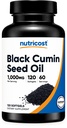 Nutricost Black Seed Oil (Cumin) - Külmpressitud, allikas Omega 3 6 9-120 Softgels, 1000mg per Serving, 60 Servings - Non-GMO ja Gluteeni vaba