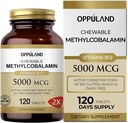 Metüül B-12 5000mcg närimiskõlblik folaadiga - vitamiin B12 Metüülkobalamiin Sublingvaalsed tabletid - toetab energia ja aju funktsiooni - Vegan Supplement - Oranž maitse - 120 loend
