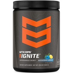 MTN OPS Ignite Energy Drink Powder, Gluten Free Nootropic Supplement Drink Mix, L Arginine, L Citrulline, Kofeiin ja Nootropic Sugar Free Drink Mix, 45 Servings, Blue Vaarika Lemonade