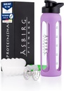 Fitness | 24 oz Glass Protein Shaker Bottle – BPA-vaba, Leakproof Lid, Roostevabast terasest Segamispall ja silikooni varrukas – jõusaali Shaker Smoothies, Shakes & Pre-Workout – Pastel Purple