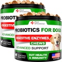 (2 Pack) Probiootikumid koertele - koerte probiootikumid ja seedetrakti ensüümid soolestiku tervise, sügeleva naha, allergiate, immuunsuse, pärmseente tasakaalu - prebiootikumid - vähendada kõhulahtisust, gaas - 240 probiootikumid koertele