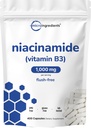 Vitamiin B3 Niatsiinamiid 500 mg kapsli kohta , 400 kapslit | 1000 mg Maksavaba niatsiin serveerimise kohta | Nahahooldus Tervis ja energia toetus | Mitte-GMO, Gluteenivaba