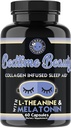Bedtime Beauty, kollageen infundeeritud Videviku öine uneabi, kõik looduslikud pillid w. L-Theanine, melatoniin, magneesium ja hüaluroonhape Natural Sleepy Girl Mocktail, 60 kapslit, 30 Serv