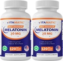 Vitamaatiline melatoniin 20 mg une toetamiseks | Taimetoitlane, mitte-GMO, gluteenivaba | SUUR potents 20 MG | Looduslik marjamaitse 120 Kiiresti lahustuvad tabletid - 2 Pack - 240 Count