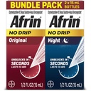 Afrin No Drip Original + Night Nasal Mist Bundle Pack, Non-Drowsy, Fast-Acting Deongestant for Nina ummistus ja siinus Rõhuvabastus, Täiskasvanud ja lapsed 6 ja vanemad, .5 fl oz (pakk 2)