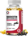 Quercetin 1000mg koos Bromelain, vitamiin C & D3, tsink, Bromelain Quercetin Supplements meestele ja naistele, Non-GMO & Gluteenivaba, 120 kapslit