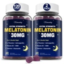 Melatoniin Gummies 30mg täiskasvanutele: Melatoniini maksimaalne tugevus koos L-Theanine'i, Ashwagandha, MSM-i, D3-vitamiini ja tsinkiga - mitte-Habit moodustamine, looduslik segatud marja maitse 60 loend (2. pakk)