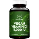 MRM Toitumine Vitamiin D3 5000 RÜ - Naistele ja meestele - kõrge potentsi puhas kolekaltsiferool samblikust, vegankaltsiumi imendumise toetus luude ja immuunsüsteemi tervisele - mitte-GMO ja gluteenivaba - 60 serveerimist