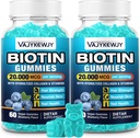 2 Pack Vegan Biotin Gummies juustele, nahale ja küüntele - 20 000 mcg ühe serveerimise kohta, sobib naistele ja meestele - 120 Gummies