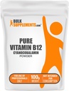 BulkSupplements.com Puhas vitamiin B12 pulber - tsüanokobalamiin, vitamiin B12 täiendus - vegan ja gluteenivaba, mitu serveerimist, 100 g (3,5 oz) (pakk 1)