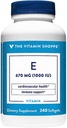 Vitamiin Shoppe Vitamiin E 1000 IU - looduslik allikas, toetab tervislikku südame-veresoonkonna süsteemi, immuunsüsteemi tervist ja silmade tervist - üks kord päevas (240 Softgels)