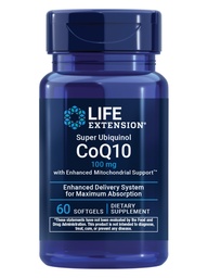 Life Extension Super Ubikinol CoQ10 koos täiustatud mitokondriaalse toetuse, tugeva südame tervise ja rakuenergia tootmise toetusega, ultra-absorbeeritav, gluteenivaba, mitte-GMO, 100 mg, 60 pehmet geeli