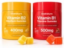 Gennature B-vitamiini Boost: B1 Tiamiin 500mg ja B2 Riboflaviin 400mg Gummy Duo lastele ja täiskasvanutele