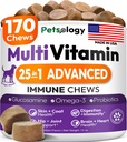 Koer Multivitamiini närimistable - Koera vitamiinid ja toidulisandid Glükosamiini - 170 närimist - Hip & Joint, Lemmiklooma immuuntoetus, nahk ja kate, soolestiku ja südame tervis - Senior & Puppy Multivitamiini lemmiklooma toidulisand