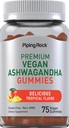 Piping Rock Ashwagandha Gummies Supplement | 75 Count | naistele ja meestele | Tropical Flavor | Vegan Formula | Non-GMO, Gluteenivaba