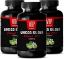 VIP VITAMINS Ginkgo biloba teismelistele - Ginkgo Biloba Leaf 120mg - tervisliku ajufunktsiooni jaoks (3 pudelit - 150 kapslit)