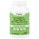 Vitacost Resveratrool + viinamarjaseemned ja punase veini ekstraktid - 240 kapslit