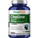 NusaPure koliinbitartraat 650 mg 200 köögiviljakapslid (taimne, mitte-GMO, vegan)