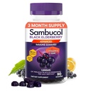 Sambucol Elderberry Gummies täiskasvanutele C-vitamiiniga; Tsink; Sambucus Elderberry Gummies immuunsuse toetamiseks kõrgete antioksüdantidega; Gluteenivaba; Vegan; 1 Gummy per Serving; 90 loend (90 päeva pakkumine)