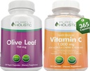 Puhtalt Holistic Olive Leaf Extract 750mg + Vitamiin C 1000mg 2 Stage Release Bundle - 485 Vegan Kapslid - valmistatud USAs