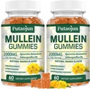 Mullein Gummies for Lungs | 2000mg Mullein Leaf Extract for Respiratory & Immune Support | Puhas taimetoitlane Mullein Gummies Taimne | Pehme ja mittekleepuv | Mango Maitse | 2 Pack
