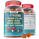 11-IN-1 aju lisand mälule ja fookusele L-türosiini L-teaniiniga, Metüülitud B12 & B6, Lõvi Mane Seene, Ginkgo Biloba, Bacopa Monnieri, Kooliin fookusele, Nootroopiline, Energia, 2Packs