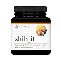 Youtheory Shilajit - 500 mg Shilajit kapslid - energia lisand - Shilajit toetab vastupidavust ja vastupidavust - Puhas Himaalaja Shilajit - Gluten, piima- ja sojavaba - 60 taimekapslit