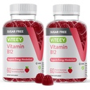 Viteey Viteey Vitamiin B12 Kummid täiskasvanutele ja teismelistele 1000mcg, suhkruvaba - hea energia, ainevahetuse, loodusliku energia toetuse - Vegan, želatiinivaba, Gluteenivaba, GMO-vaba - näritav maasikamaitseline