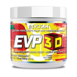 Evogen EVP 3D - Stim Free Pre Workout Powder meestele ja naistele | Sugar Free Non Stim Preworkout koos Beeta Alanine ja Kreatiin energia ja pumba | Maasika limonaadi | 40 Servings