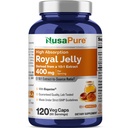 NusaPure Royal Jelly 10: 1 Ekstrakt, 400 mg, mis vastab 4000mg - 120 Veggie kapslit (GMO-väline, Gluteenivaba, bioperiin)