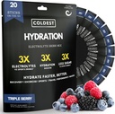 Külmhüdraat - Elektrolüütide pulbripaketid - Non GMO & No Artificial Sugar - Elektrolüütide Joogi Segu - Lihtne avatud ühe serveeritava pulga tilk vees - 20 pulka pakendis (Triple Berry)