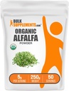 BulkSupplements.com Orgaaniline Alfalfa Grass Powder - Alfalfa Supplement, Green Superfood Powder - Vegan & Gluten Free, 5 g per Serving, 250 g (8,8 oz) (pakk 1)