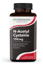 LifeSeasons Essentials N-atsetüültsüsteiin (NAC) - toetab aju-, maksa-, südame- ja immuunfunktsiooni - detoksifitseerimislisa - suurendab immuunsust ja neerude tervist - 60 kapslit