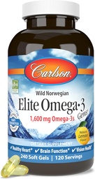 Carlson Elite Omega 3 Gems, 1600mg, Sidrun Maitsestatud, 240 Softgels