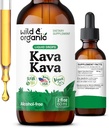 Wild & Organic Kava Kava Tinktuur 400 mg - Mood Support Supplement - Calming Juur Extract Vedeliktilgad - 2-kuuline pakkumine - Vegan, suhkur ja alkoholivabad tilgad - 2 fl oz