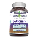 Hämmastav valem L-arginiin täiendus | 500 Mg | 250 kapslit | Aminohappe lisand meestele ja naistele | Mitte-GMO | Gluteenivaba | valmistatud USAs