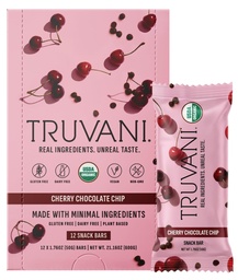 Truvani taimepõhised snack baarid | Cherry Chocolate Chip 12 Pack | 5 g valku | USDA orgaaniline ja vegan | Ainus baar | Piima-, soja- ja gluteenivaba | Individuaalselt pakitud