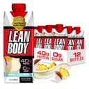 Lean Body Ready-to-Drink Pina Colada Protein Shake, 40 g valku, vadakusegu, 0 Suhkur, Gluteenivaba, 22 vitamiinid ja mineraalid, 17 Fl Oz (Pack of 12)