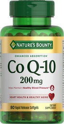 Nature's Bounty CoQ10, toetab südame tervist, toidulisandit, 200mg, 80 kiire vabastamise softgels