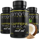 (3 Pack) Nutikamad energia pillid, 200 mg kofeiini ja kookospähkli MCT Maca juurega õli, 150 vedelat softgelit