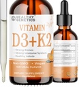 Vedel Vitamiin D3 K2 Plus Vitamiin K2 MK-7 | 5000 IU D-vitamiini Vedeliktilgad | Luud | Immuunsus | Südame tervis | Suurenda energiat 2oz