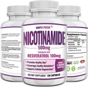 Nikotiinamiid 500mg koos Resveratrooliga 100mg - 120 Veggie kapslit - vitamiini B3 toidulisandid NAD, naharakkude tervise ja energia toetamiseks