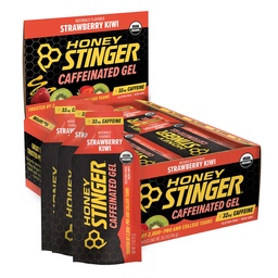 Honey Stinger Strawberry Kiwi energiageel, kofeiinivaba ja gluteenivaba orgaanilise meega, treeninguks, jooksmiseks ja jõudluseks, spordi toitumine kodus ja jõusaalis, Pre ja keskmine treening, 24 Pack