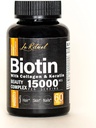 Biotiini vitamiinid kollageeni ja keratiiniga - juuste kasvu täiendus naistele ja meestele - 15000 mcg pillid - vitamiinid A, D, B1, B2, B3, B5, B6, B12 kompleks - tervislikud vegankapslid - 60 loend